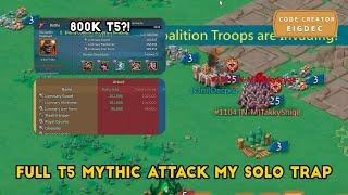 INSANE!! F2P SOLO TRAP VS FULL T5 800K+ FULL MYTHIC!!! | LORDS MOBILE INDONESIA