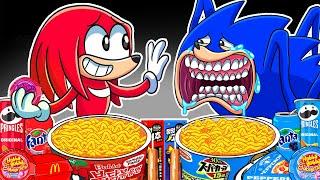 Convenience Store RED BLUE Food mukbang with SHIN SONIC & KNUCKLES | SHIN SONIC TAPES | ASMR Mukbang