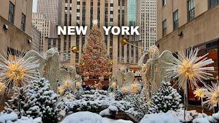 NYC 7AM Snow Walk in Manhattan Snowfall in New York City 4K Snow Ambience NYC White Christmas 2024