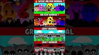 Gray Normal vs Gray horror vs Mr.Sun Normal vs Mr.Sun Horror *MIX HORROR VERSION* #sprunki #gray
