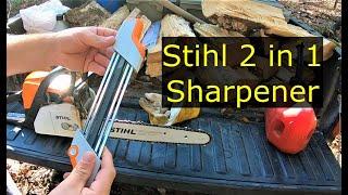 #45 Stihl 2 in 1 sharpener, Stihl MS170, sharpening a chainsaw.