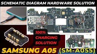 Samsung a05 (sm-a055) charging not working problem solution usb & battery jumper Schematic Diagram