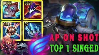 Better Wild Rift -TOP 1 SINGED MID FULL AP BROKEN Build | VANQUISHER RANK - Wild Rift China Gameplay