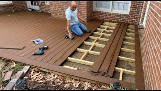 How To Install Picture Frame Trex Composite Decking on Concrete Slab / Backyard Makeover / DIY