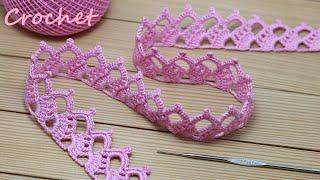 Простое ЛЕНТОЧНОЕ КРУЖЕВО вязание крючком КАЙМА мастер-класс  How to Crochet Lace Tape Ribbon