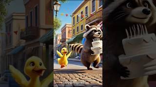 The Raccoon Has Stolen the Duck's Cake, the Duck Crying  #shorts #viralvideo #trending