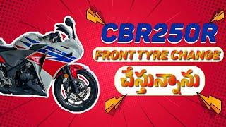 CBR250r Front Tyre Change చేస్తున్నాను | @MR42uday #mr.42