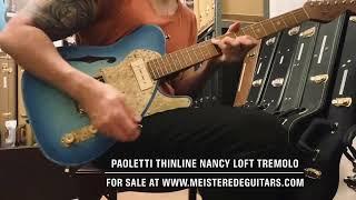 For sale at www.MEISTEREDEGUITARS.com - Paoletti Nancy Loft Blue Burst, star inlays, tremolo!