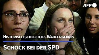 Lange Gesichter bei der SPD über Ergebnis der Bundestagswahl | AFP