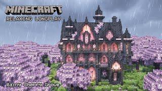 Minecraft Relaxing Longplay - Rainy Cherry Grove - Cozy Cottage House (No Commentary) 1.20