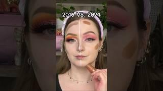 2016 VS 2024 MAKEUP!! which side do you like more?? #makeuptutorial #makeup #beauty #eyemakeup