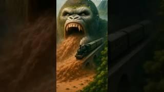Giant Gorilla Tunnel Train Escape  | Viral Fantasy AI Shorts 