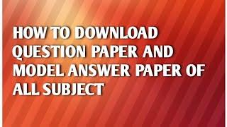 [ How to download question paper & model answer paper of all subject ] study plan to get  marks