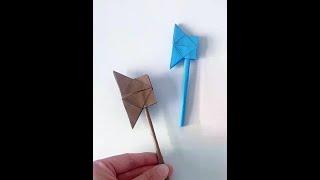 Long handle war axe #handmade origami #handmade diy #origami tutorial #children's creative handmade