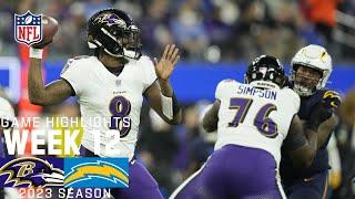 Baltimore Ravens vs. Los Angeles Chargers | 2023 Week 12 Game Highlights