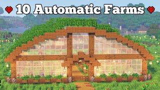 10 Automatic Farms in a Greenhouse - Minecraft Java & Bedrock | Easy Tutorial