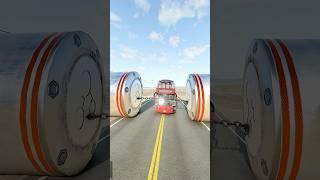 Buses vs Giant Pit Bollards Crash - BeamNG.Drive #bus #beamngdrive #beamng #crash