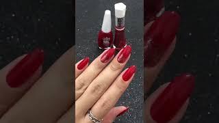 Esmalte vermelho com glitter ️ #esmalte #almondnails #nail #nails #nailstyle #unhas #unhasnaturais