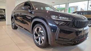 New Skoda Kodiaq Sportline IV in Black Magic walk around in 4k