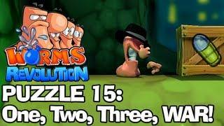 Worms Revolution: Puzzle 15 - One, Two, Three, WAR! (Puzzles Walkthrough)