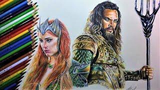 Аквамен и Мера - цветными карандашами/Aquaman and Mera - colored pencils | ARTSIDE