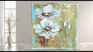 Super Easy Flowers Painting For Beginners /Acrylic/ MariArtHome