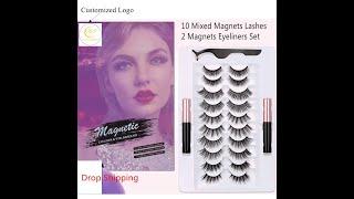 1/5/7/10 Pairs Magnetic Eyelashes and Eyeliner Set,No Glue Faux Cils Magnetique Waterproof Magnetic