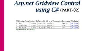 Asp.net Gridview Control using C# Part-2