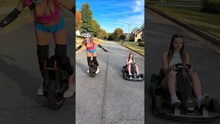 Go kart vs. electric unicycle with @truly.isabelle