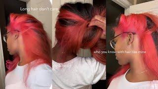 TRYING TIKTOK TREND SKUNK STRIP on natural hair@2am|TIKTOK made me do it| adore neon pink&pink blush