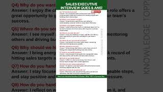 Sales Executive Interview Questions and Answers | Sales Executive Job Interview Questions and Answer
