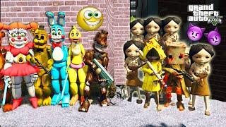 ALL Old Animatronics vs ARMY of Little Nightmares2!  GTA 5 MODS FNAF Multi Pulti