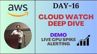 Day-16 | AWS CLOUD WATCH DEEP DIVE | DEMO - LIVE EC2 CPU ALERTING THROUGH SNS | #aws #devops