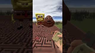 Giant POU and Spongebob in Maze #shorts #gmod #garrysmod #shortvideo #shortsfeed