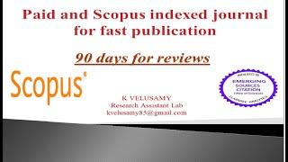 Low paid scopus indexed journal for fast publications || Research Assistant Lab || Low cost