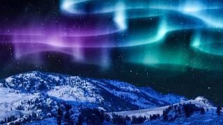 Black Screen of White Noise for Sleeping under Northern Lights