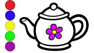 Сурет салу шәйнек | Drawing a teapot | Bolalar uchun choynak rasm chizish