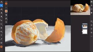 Realistic Orange - ADOBE FRESCO Live Oil Brushes Painting Demonstration