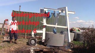 Underground workshop Bunker part 6, trying to move half ton concrete pipes