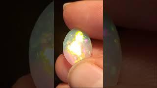 crystal opal with crazy bright flash! #gemstone #shorts #opal #opalcabochon