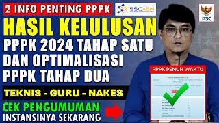 PENGUMUMAN HASIL KELULUSAN PPPK 2024 DAN OPTIMALISAI PPPK TAHAP 2 PENYELESAIAN HONORER JADI PPPK