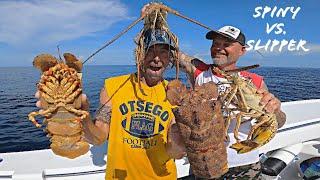 DEEP DIVING for HUGE LOBSTER! SPINY VS. SLIPPER TASTE TEST Catch Clean and COOK