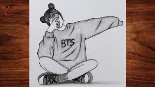 How to Draw A BTS Beautiful Girl Drawing || Easy BTS Girl Drawing || Pencil Sketch of BTS Army