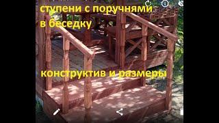 Ступени с поручнями # Для беседки # Конструктив