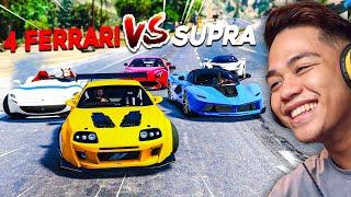 4 FERRARI vs Turbo SUPRA!! (INTENSE RACE) | GTA 5