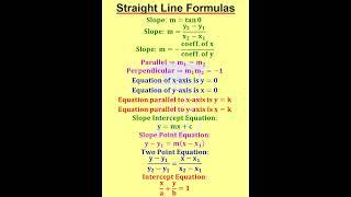 Straight Line Formulas