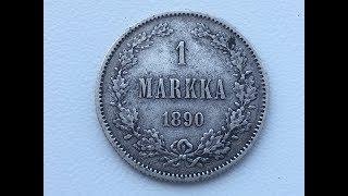 1 марка 1890 года Финляндия серебро