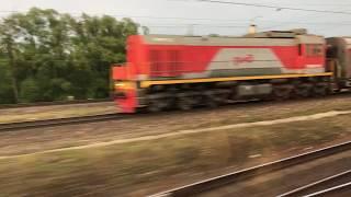 RZD Russian Railways St Petersburg -Moscow 'Sapsan' pulls into Bologuye in Tver Oblast