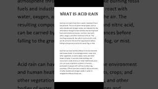 What is acid rain.#rain #acid #acidrain #what #how