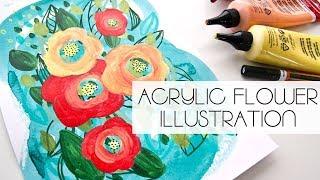 Painting An Easy Acrylic Paint Flower Illustration